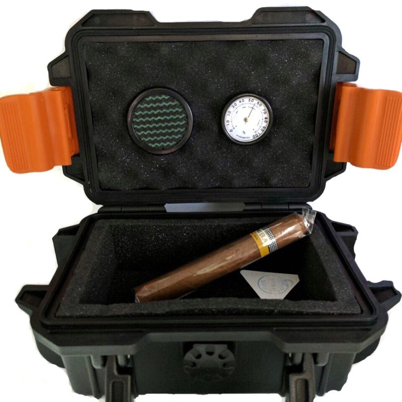 Waterproof Travel Cigar Humidor Case - Holds up to 20 Cigars - with Ac